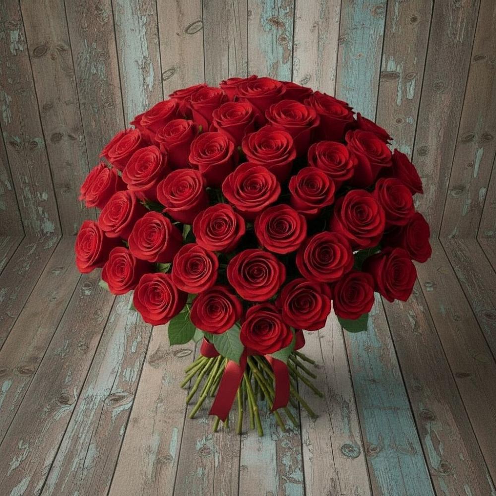 Букет 55 Красных роз Фридом в Речицы