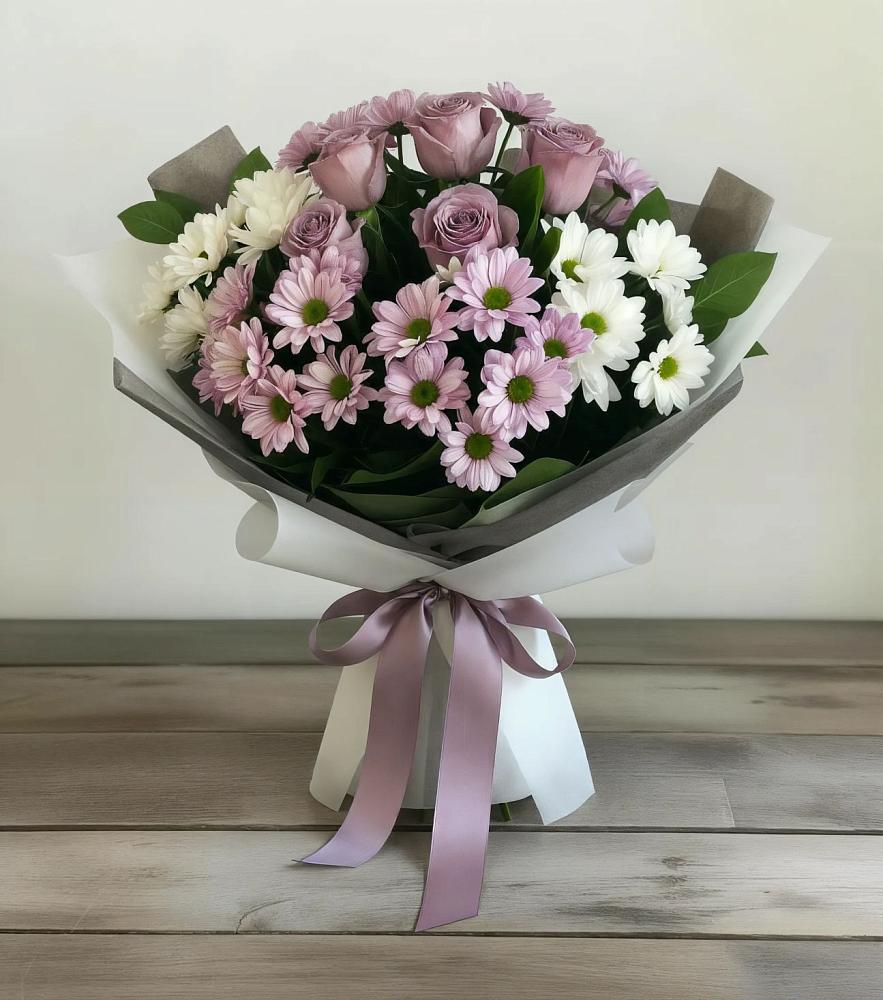 Букет цветов из: Хризантемы и Розы в Речицы