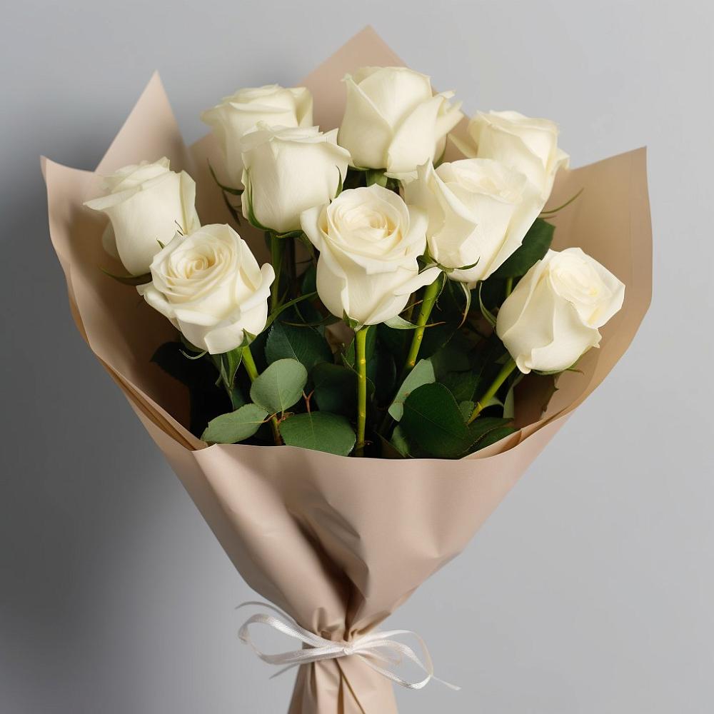 Букет 9 Белых роз Эдлесс Лав в Речицы