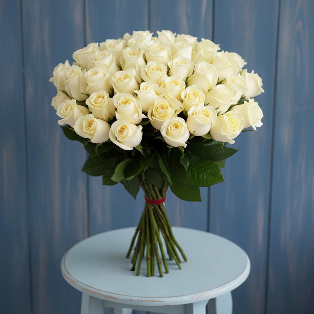 Букет 51 Белая роза Эдлесс Лав в Речицы