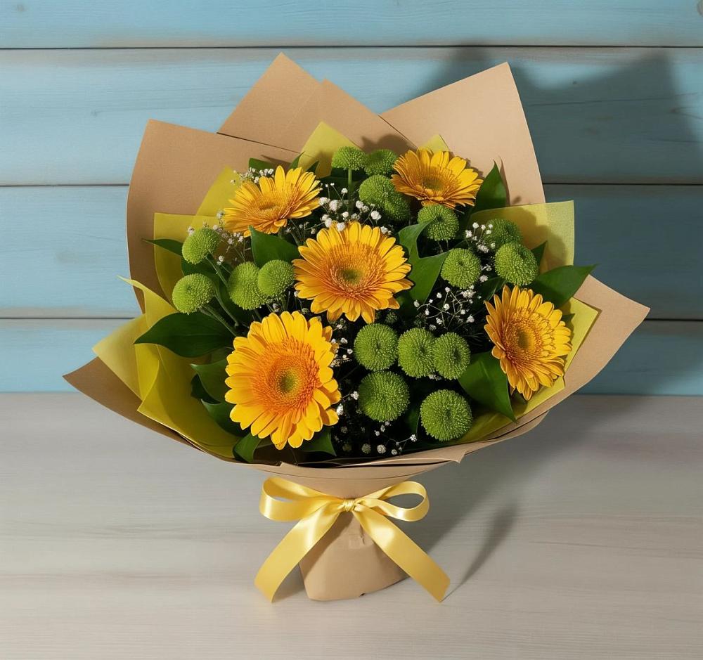 Букет цветов из: Герберы и Хризантемы в Речицы