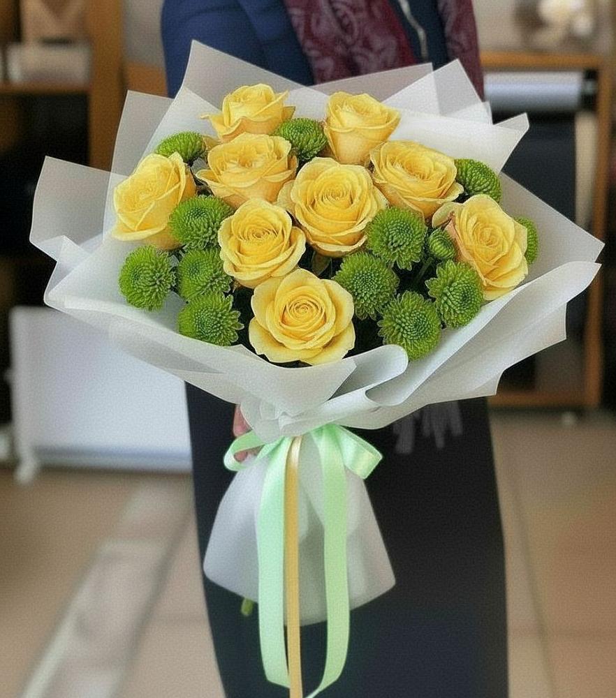 Букет цветов из: Хризантемы и Розы в Речицы