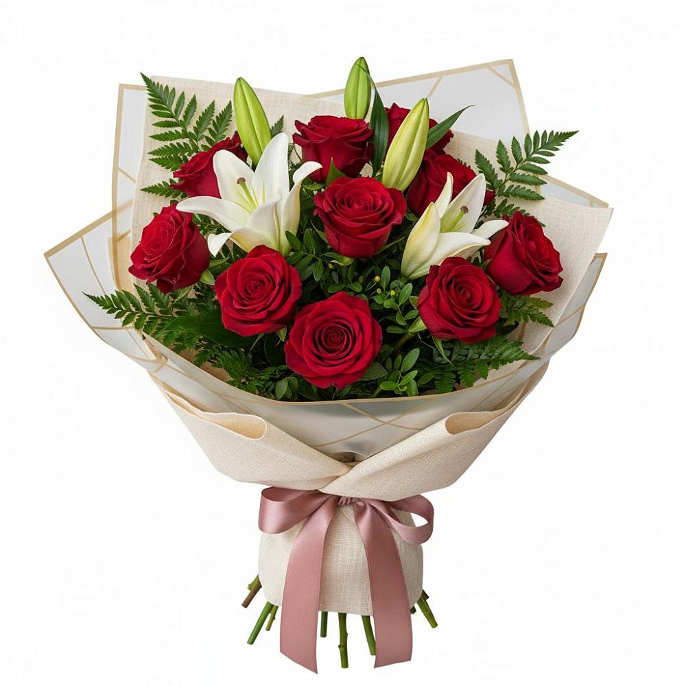 Букет цветов из: Лилии и Розы в Речицы