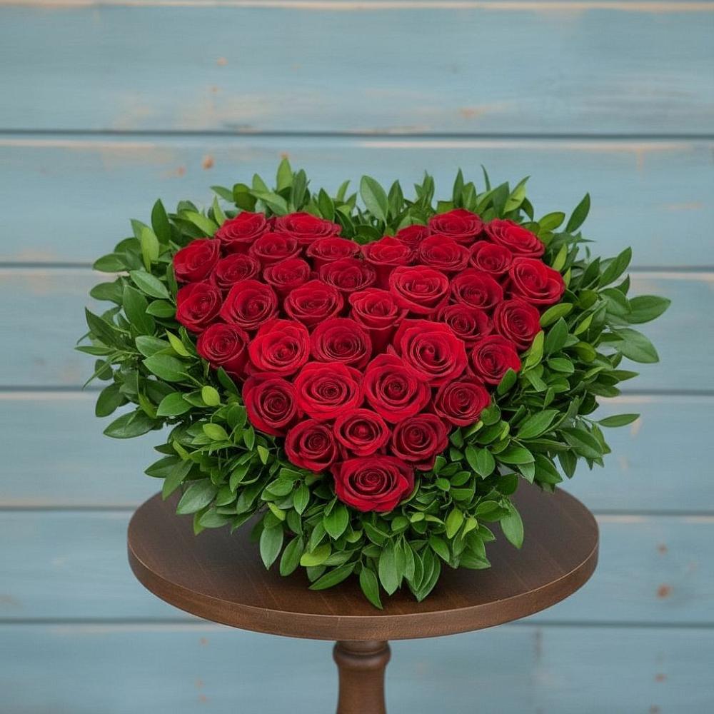 Цветочная композиция из Розы в виде сердца в Речицы