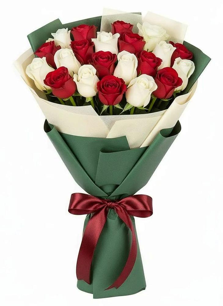 Букет Микс из красных и белых роз в Речицы
