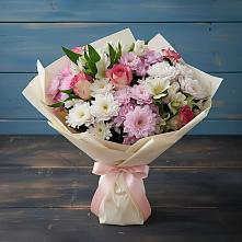 Букет цветов из:  Хризантемы, Альстромерии и Розы в Речицы