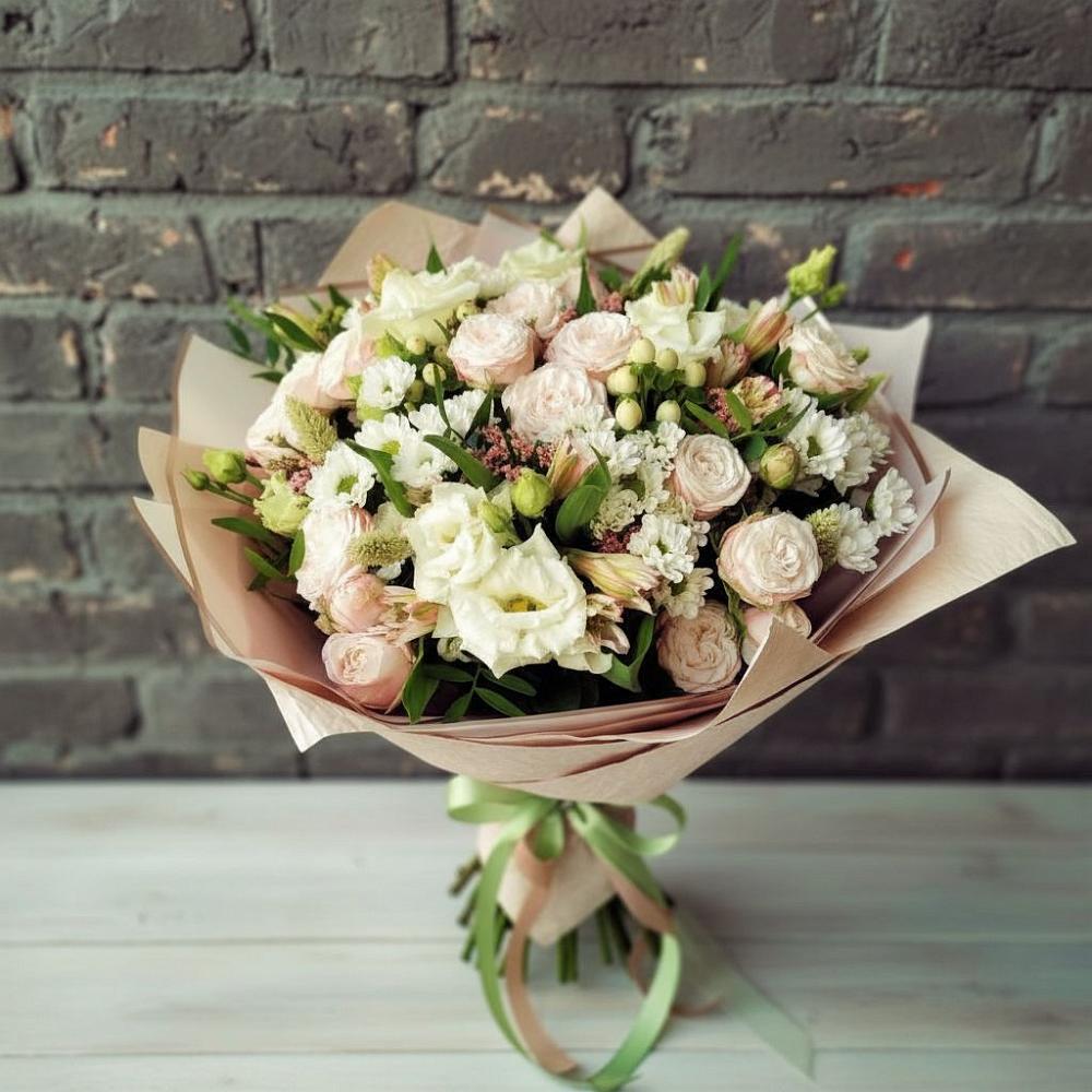 Букет цветов из: Альстромерии, Розы и Хризантемы в Речицы