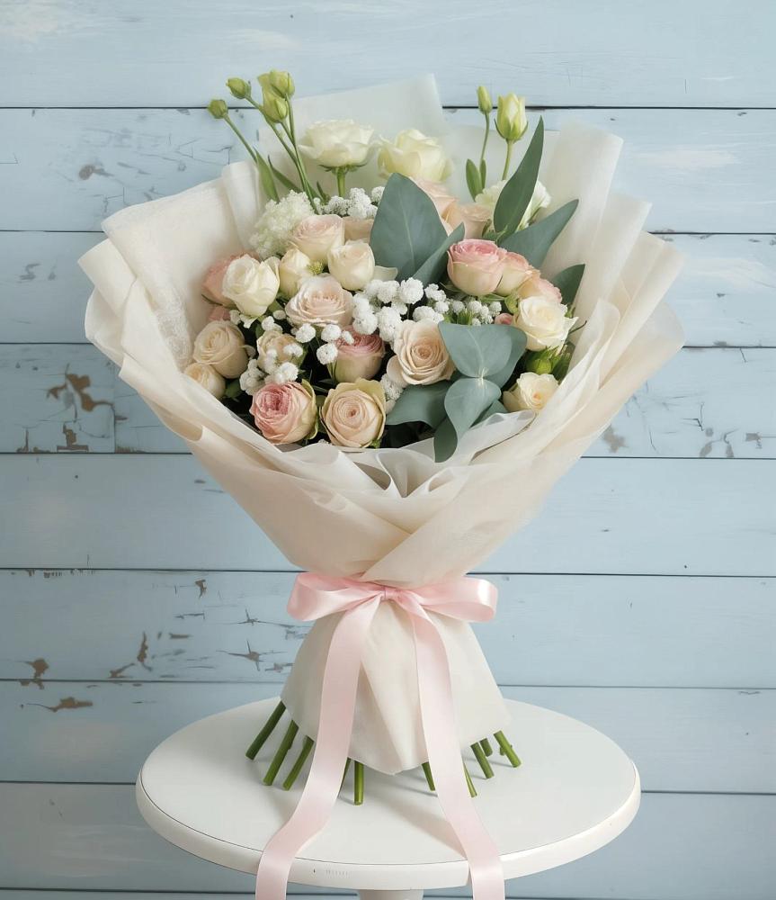 Букет цветов из: Розы и Лизиантусы в Речицы