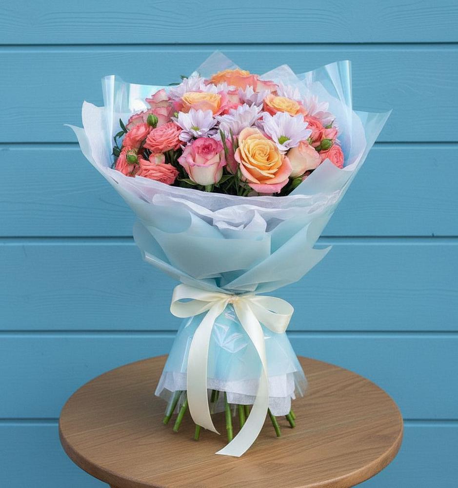 Букет цветов из: Хризантемы и Розы в Речицы