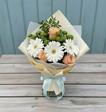 Букет цветов из:  Герберы, Розы и Хризантемы в Речицы